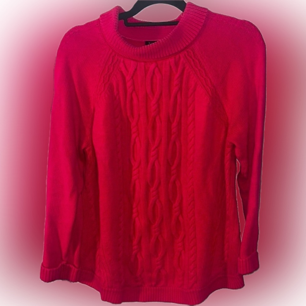 Talbots Cable-Knit Sweater Women’s Extra-Large XL Petite Pink Cowl